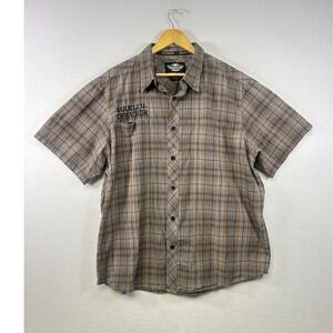 Harley Davidson Men Plaid Short Sleeve Button Up Shirt 2XL Genuine Motorclothes